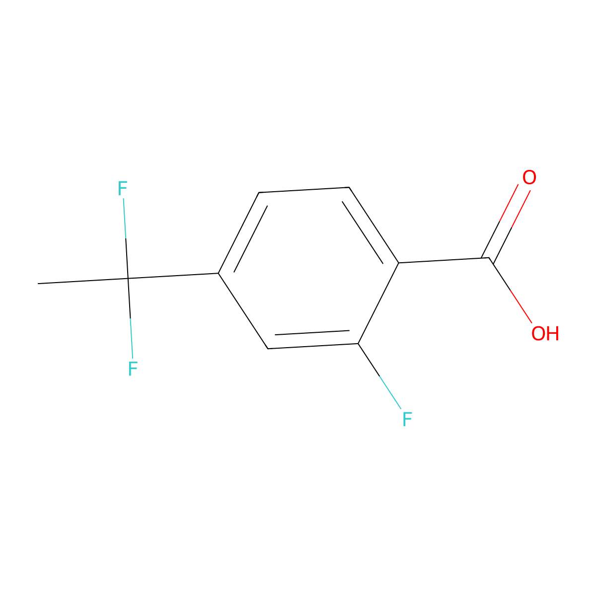 4-(1,1-Difluoroethyl)-2-fluorobenzoic acid molecular structure, CAS 2172070-30-1