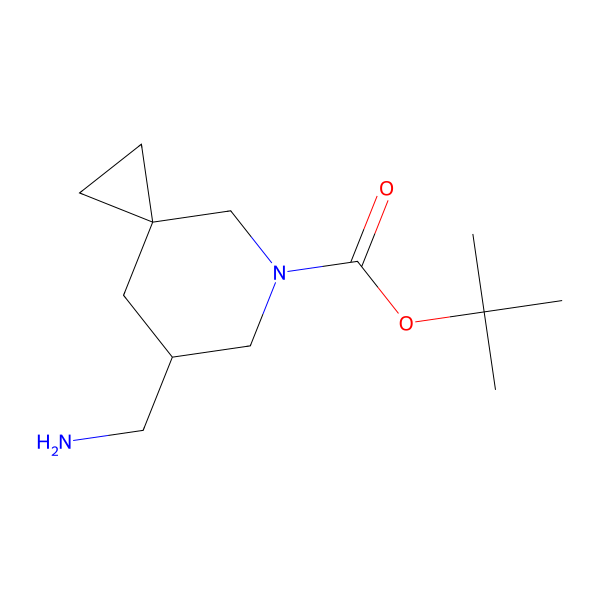 Tert-butyl 7-(aminomethyl)-5-azaspiro[2.5]octane-5-carboxylate molecular structure, CAS 2172070-89-0