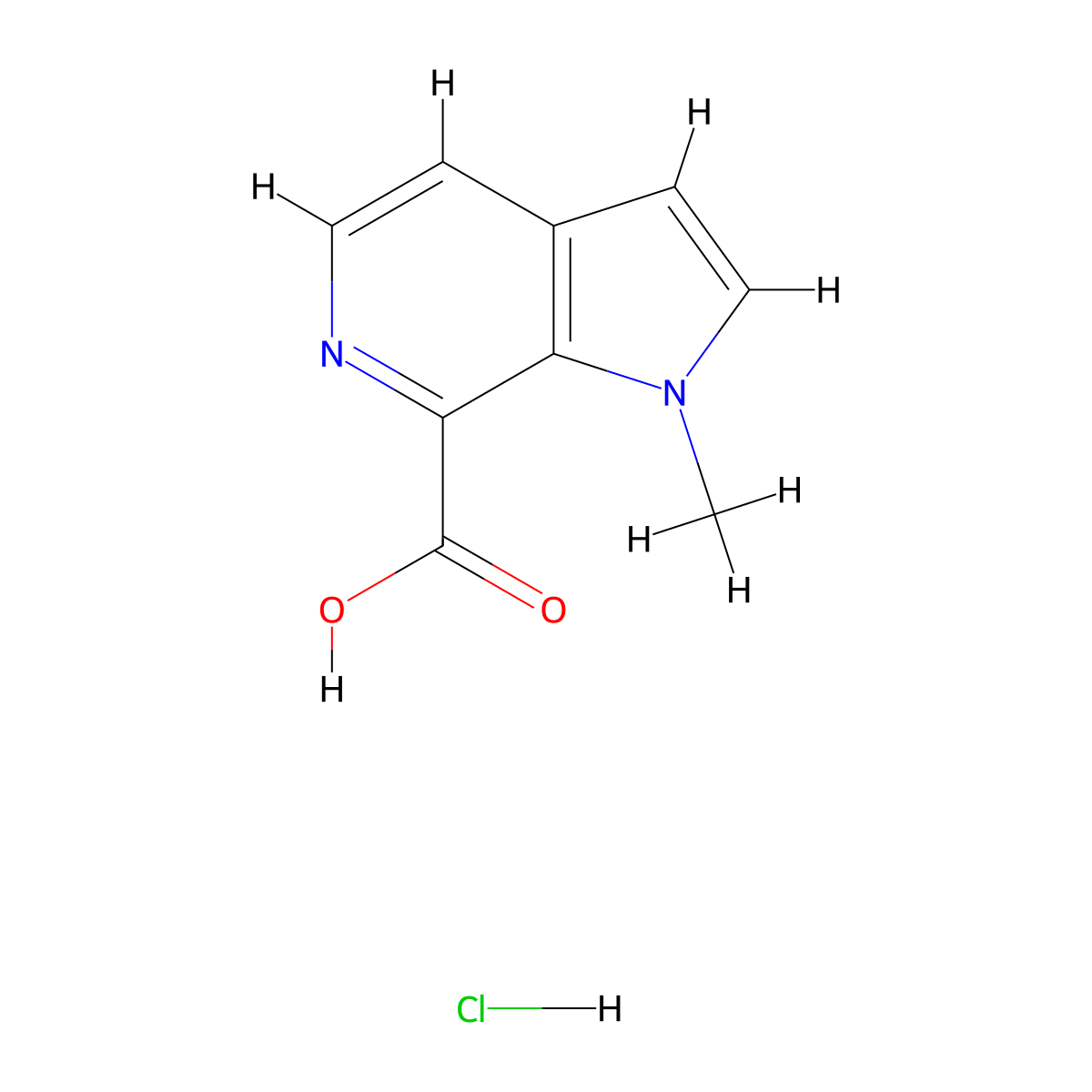 1-methyl-1H-pyrrolo[2,3-c]pyridine-7-carboxylic acid hydrochloride molecular structure, CAS 2172071-02-0
