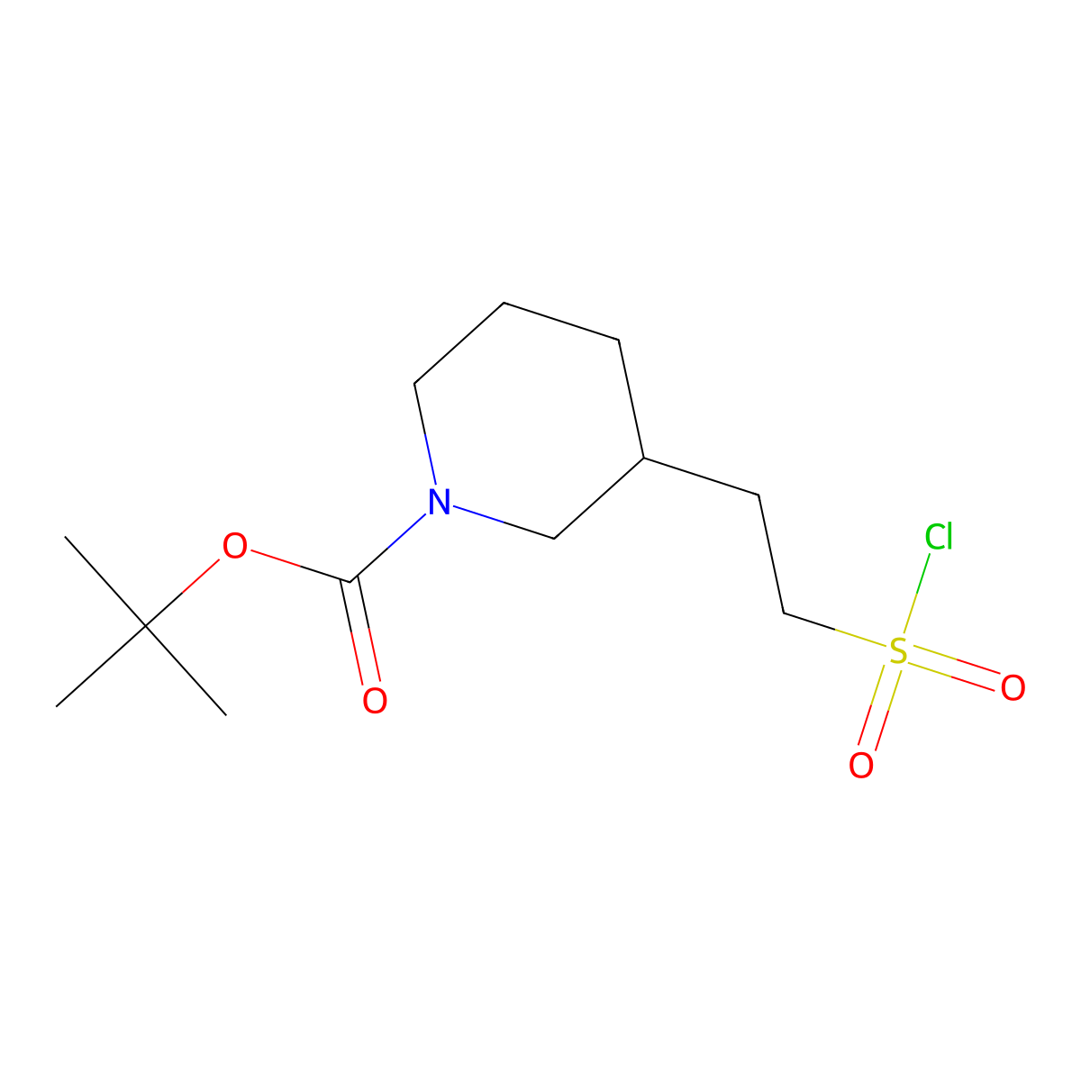 Tert-butyl 3-[2-(chlorosulfonyl)ethyl]piperidine-1-carboxylate molecular structure, CAS 2172071-83-7