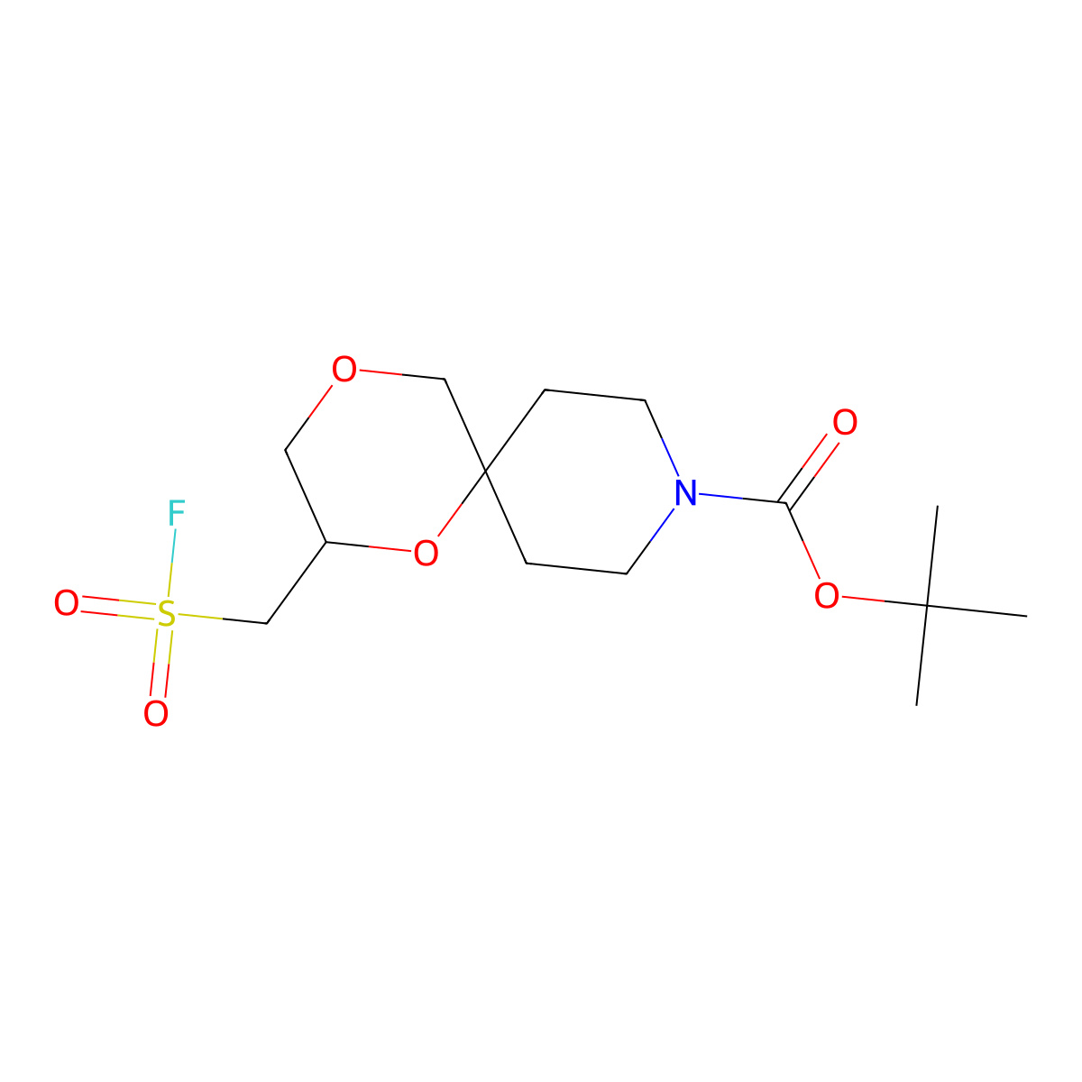 Tert-butyl 2-[(fluorosulfonyl)methyl]-1,4-dioxa-9-azaspiro[5.5]undecane-9-carboxylate molecular structure, CAS 2172073-07-1