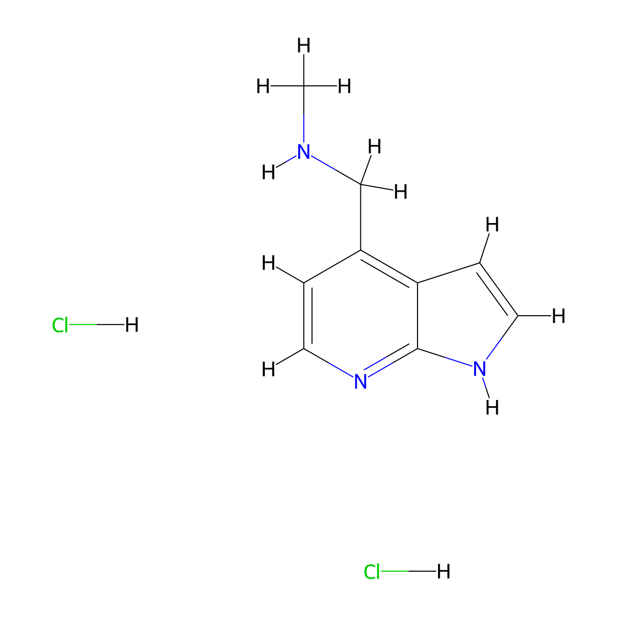 methyl((1H-pyrrolo(2,3-b)pyridin-4-yl)methyl)amine dihydrochloride molecular structure, CAS 2172073-86-6