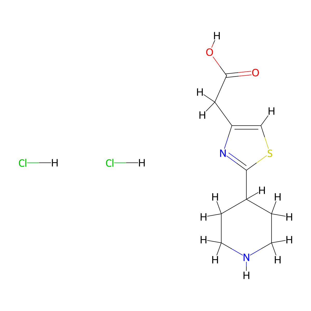 2-[2-(Piperidin-4-yl)-1,3-thiazol-4-yl]acetic acid dihydrochloride molecular structure, CAS 2172074-57-4