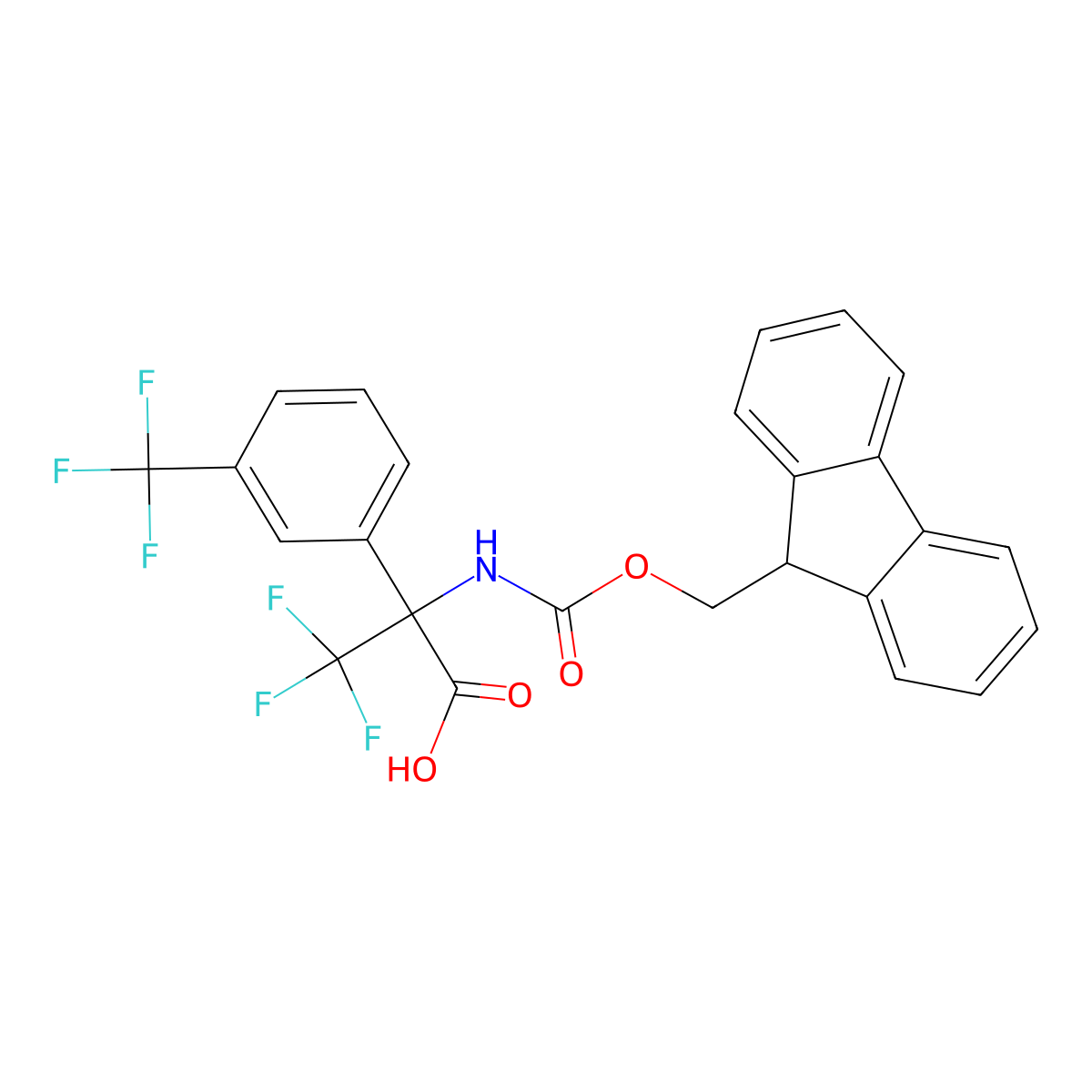 2-({[(9H-fluoren-9-yl)methoxy]carbonyl}amino)-3,3,3-trifluoro-2-[3-(trifluoromethyl)phenyl]propanoic acid molecular structure, CAS 2172077-11-9