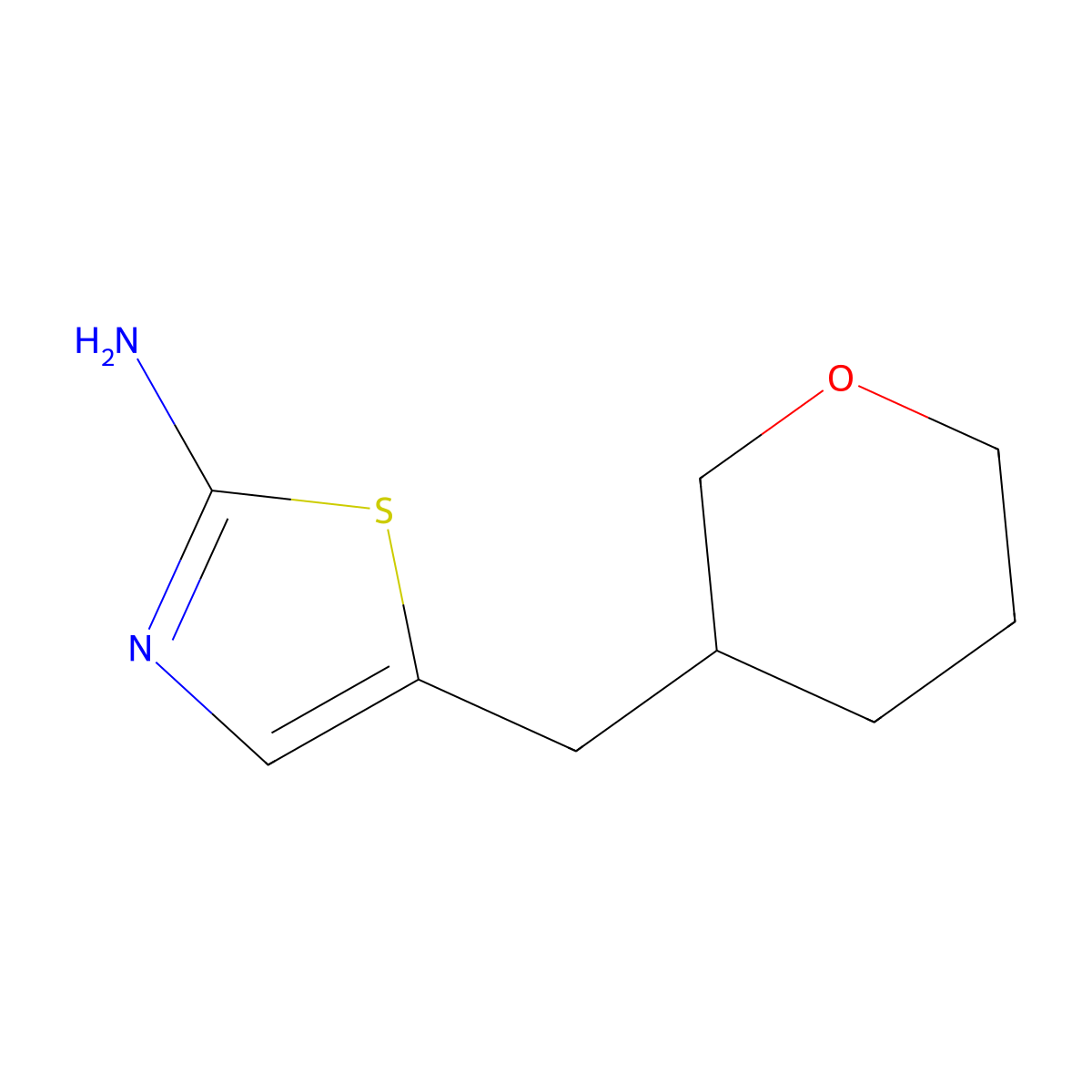 5-[(Oxan-3-yl)methyl]-1,3-thiazol-2-amine molecular structure, CAS 2172078-54-3