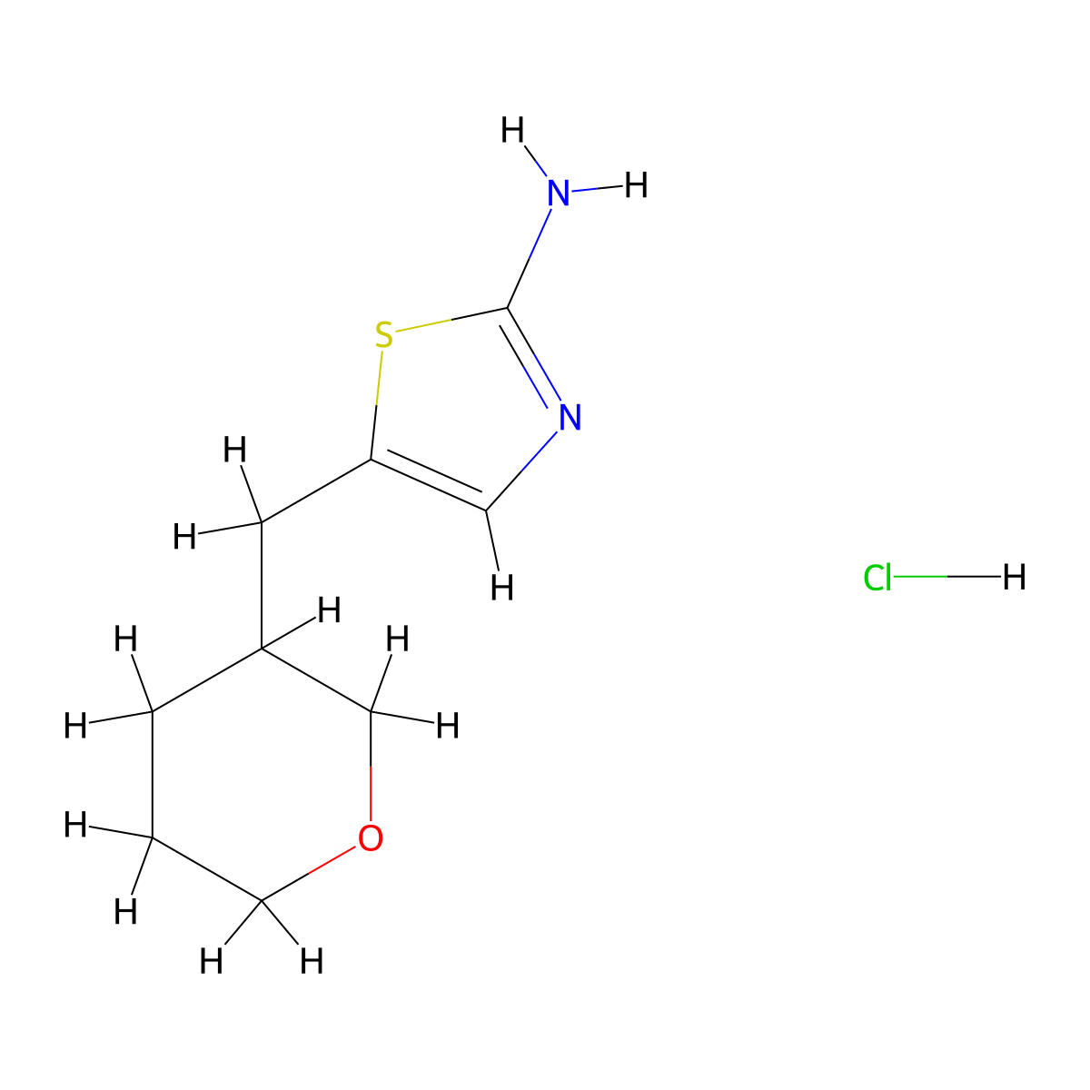 5-((Oxan-3-yl)methyl)-1,3-thiazol-2-amine hydrochloride molecular structure, CAS 2172078-55-4