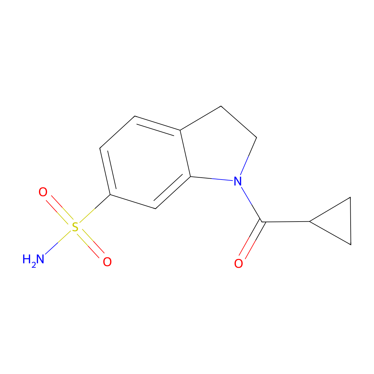 1-cyclopropanecarbonyl-2,3-dihydro-1H-indole-6-sulfonamide molecular structure, CAS 2172079-07-9