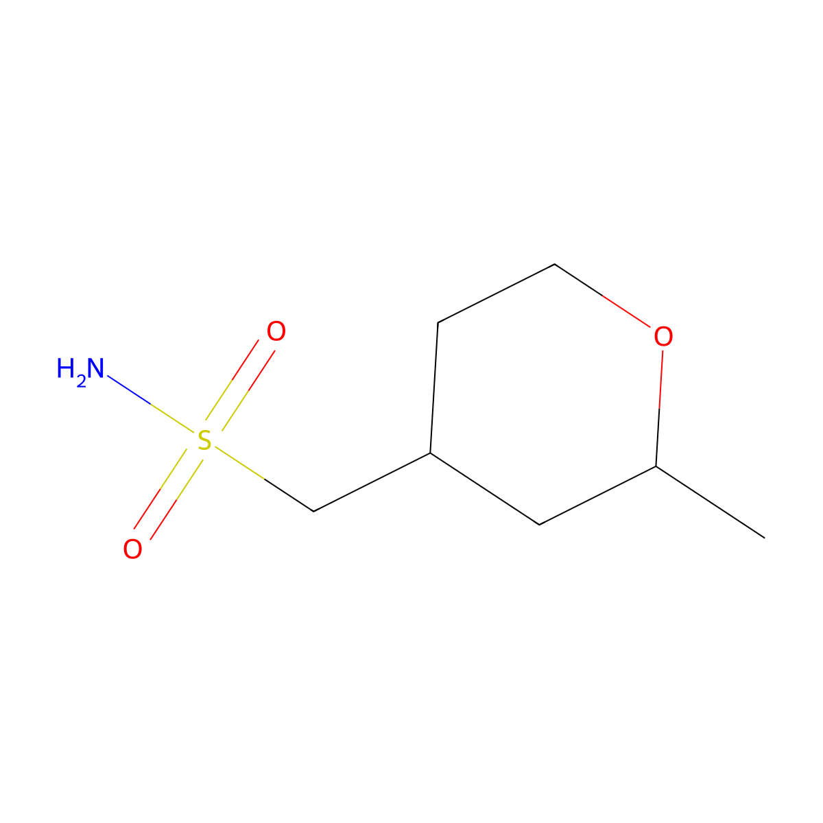 (2-Methyloxan-4-yl)methanesulfonamide molecular structure, CAS 2172079-51-3