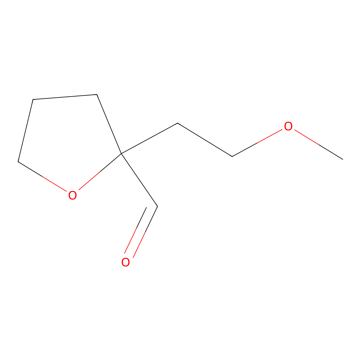 2-(2-Methoxyethyl)oxolane-2-carbaldehyde molecular structure, CAS 2172080-02-1