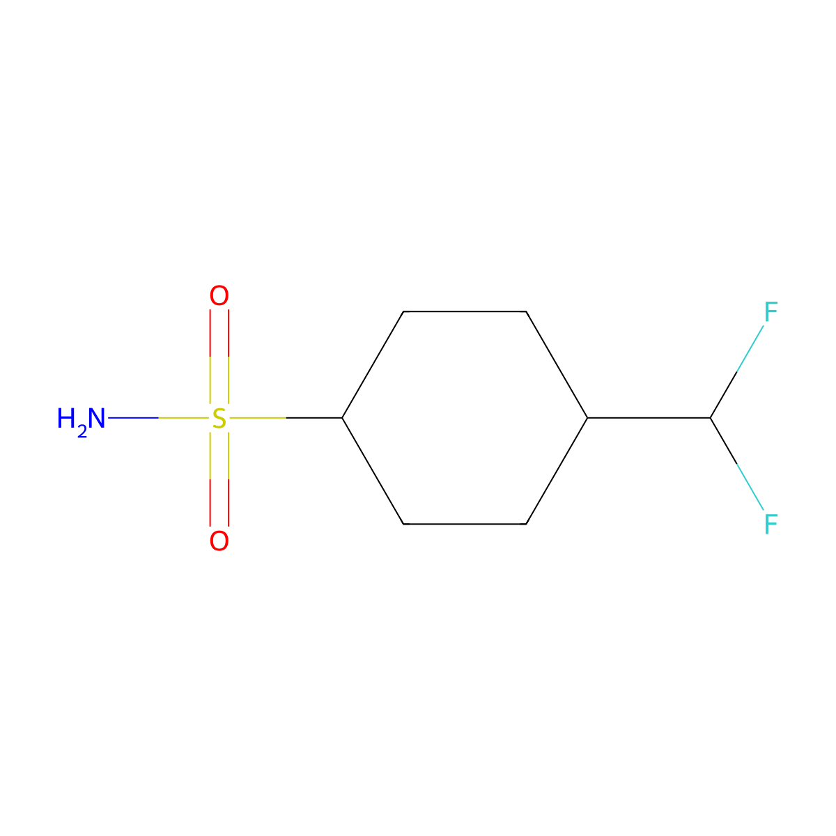 4-(Difluoromethyl)cyclohexane-1-sulfonamide molecular structure, CAS 2172080-75-8