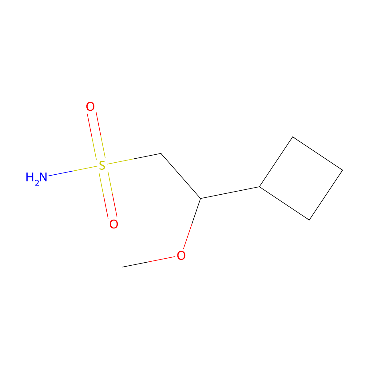 2-Cyclobutyl-2-methoxyethane-1-sulfonamide molecular structure, CAS 2172080-95-2