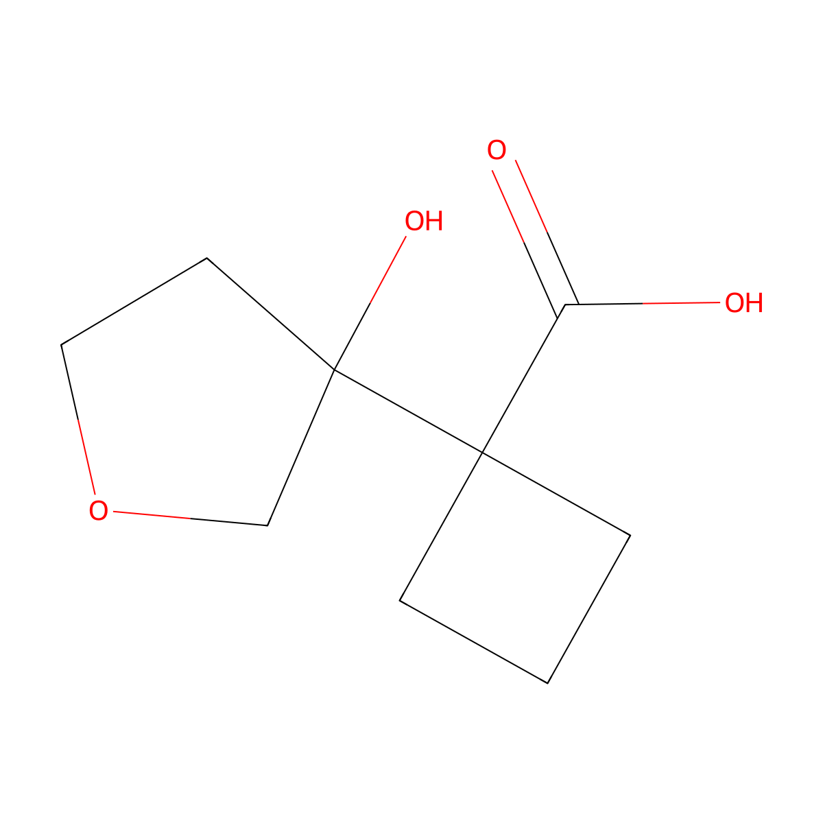 1-(3-Hydroxyoxolan-3-yl)cyclobutane-1-carboxylic acid molecular structure, CAS 2172081-33-1