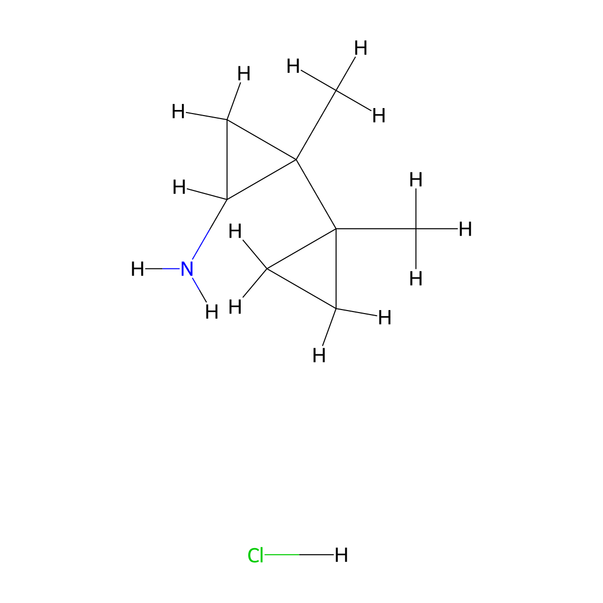 2-Methyl-2-(1-methylcyclopropyl)cyclopropan-1-amine hydrochloride molecular structure, CAS 2172082-20-9