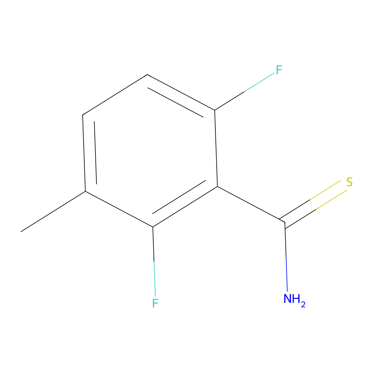 2,6-Difluoro-3-methylbenzene-1-carbothioamide molecular structure, CAS 2172084-68-1