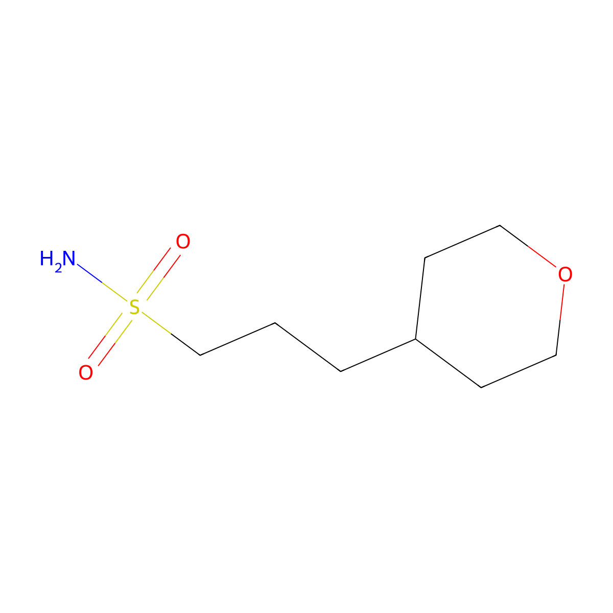 3-(Oxan-4-yl)propane-1-sulfonamide molecular structure, CAS 2172088-25-2