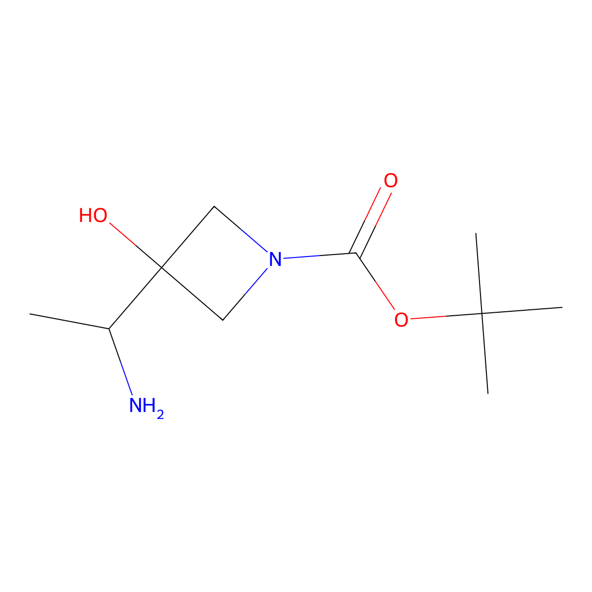 tert-Butyl 3-(1-aminoethyl)-3-hydroxyazetidine-1-carboxylate molecular structure, CAS 2172088-95-6