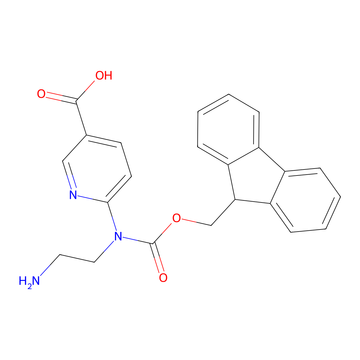 6-[(2-aminoethyl)({[(9H-fluoren-9-yl)methoxy]carbonyl})amino]pyridine-3-carboxylic acid molecular structure, CAS 2172089-77-7