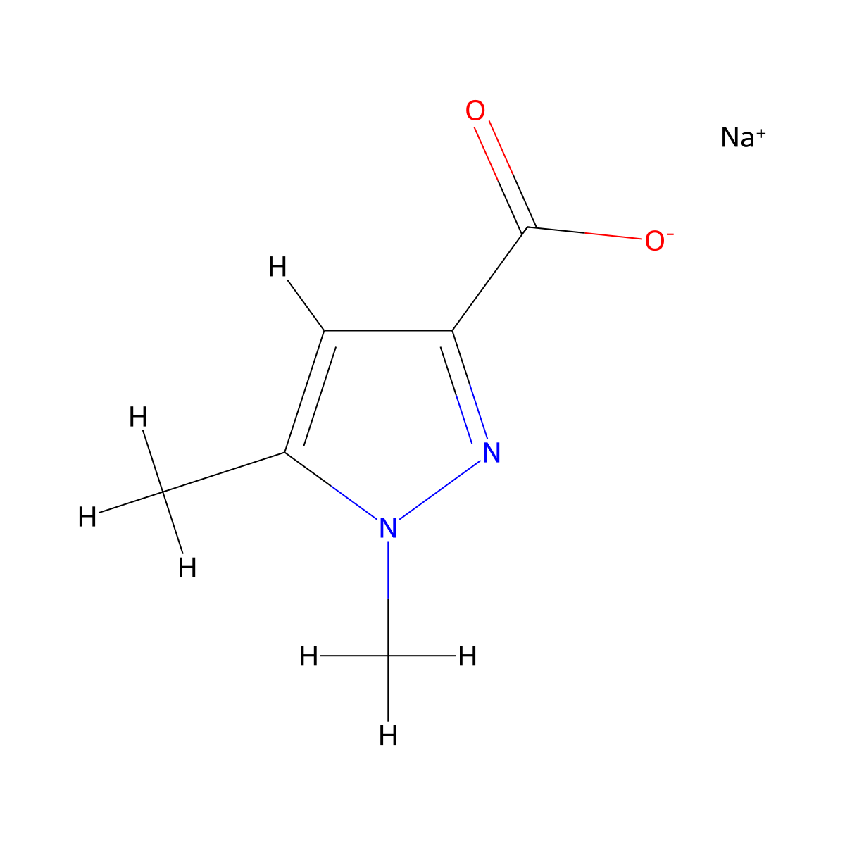 sodium 1,5-dimethyl-1H-pyrazole-3-carboxylate molecular structure, CAS 2172090-17-2