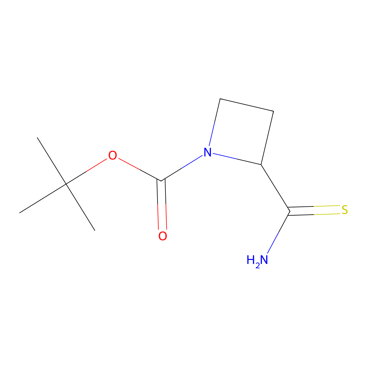 Tert-butyl 2-carbamothioylazetidine-1-carboxylate molecular structure, CAS 2172092-23-6