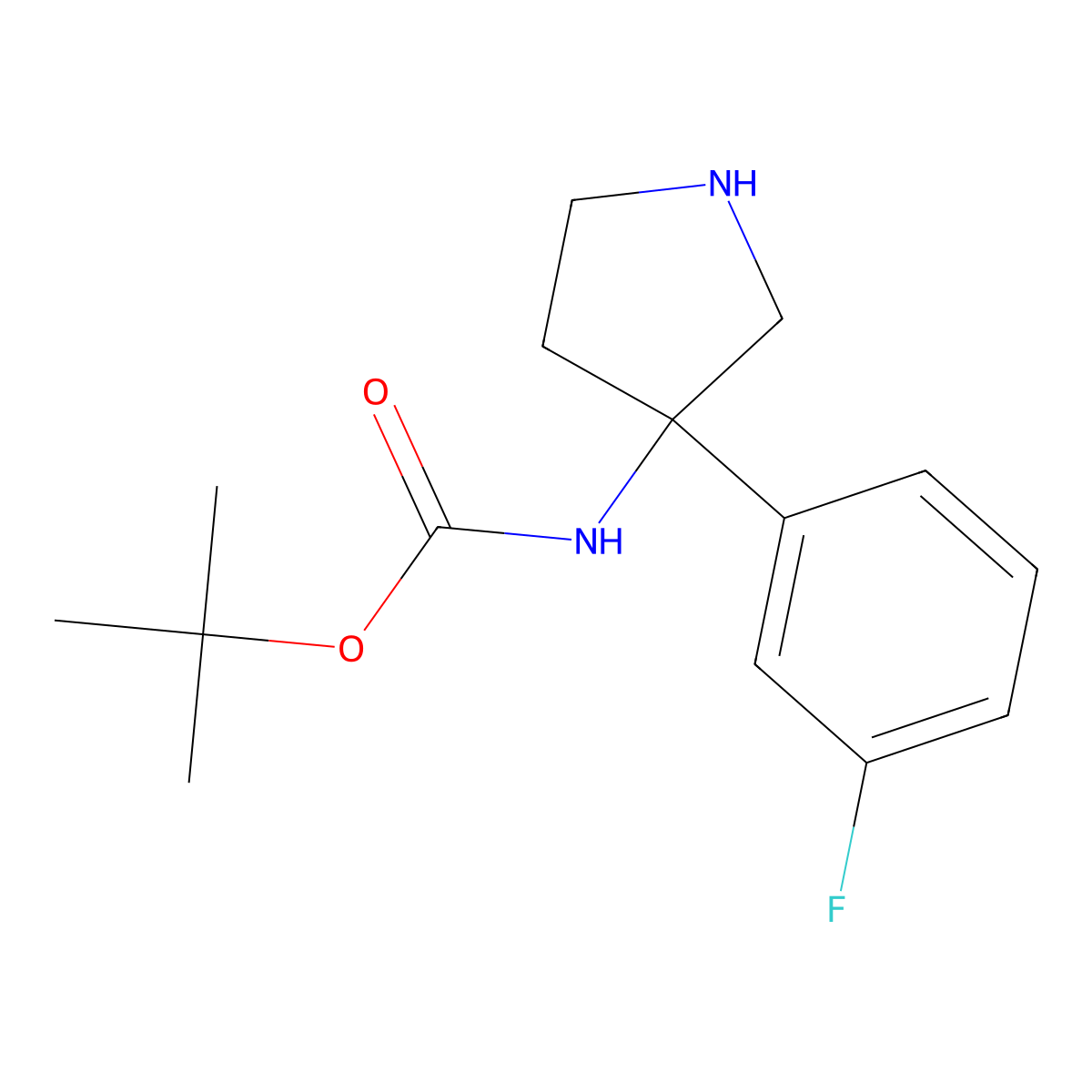 tert-butyl N-[3-(3-fluorophenyl)pyrrolidin-3-yl]carbamate molecular structure, CAS 2172092-85-0