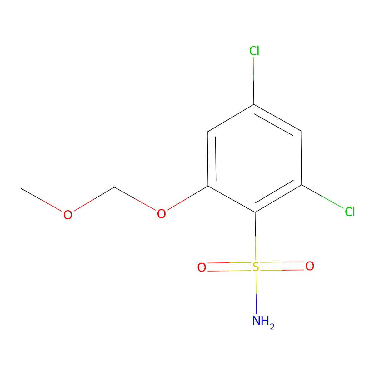 2,4-Dichloro-6-(methoxymethoxy)benzene-1-sulfonamide molecular structure, CAS 2172094-21-0