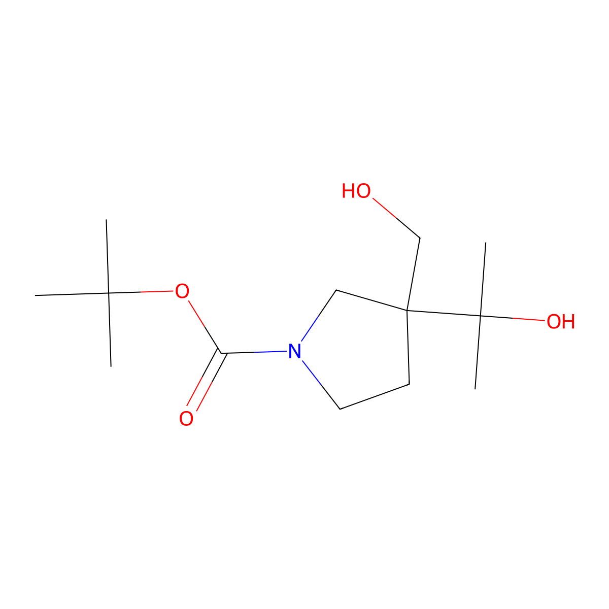 Tert-butyl 3-(hydroxymethyl)-3-(2-hydroxypropan-2-yl)pyrrolidine-1-carboxylate molecular structure, CAS 2172094-23-2