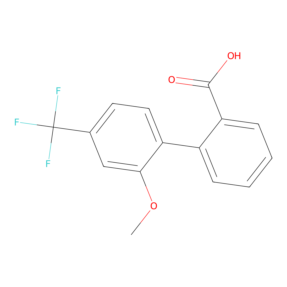 2'-Methoxy-4'-(trifluoromethyl)-[1,1'-biphenyl]-2-carboxylic acid molecular structure, CAS 2172095-82-6