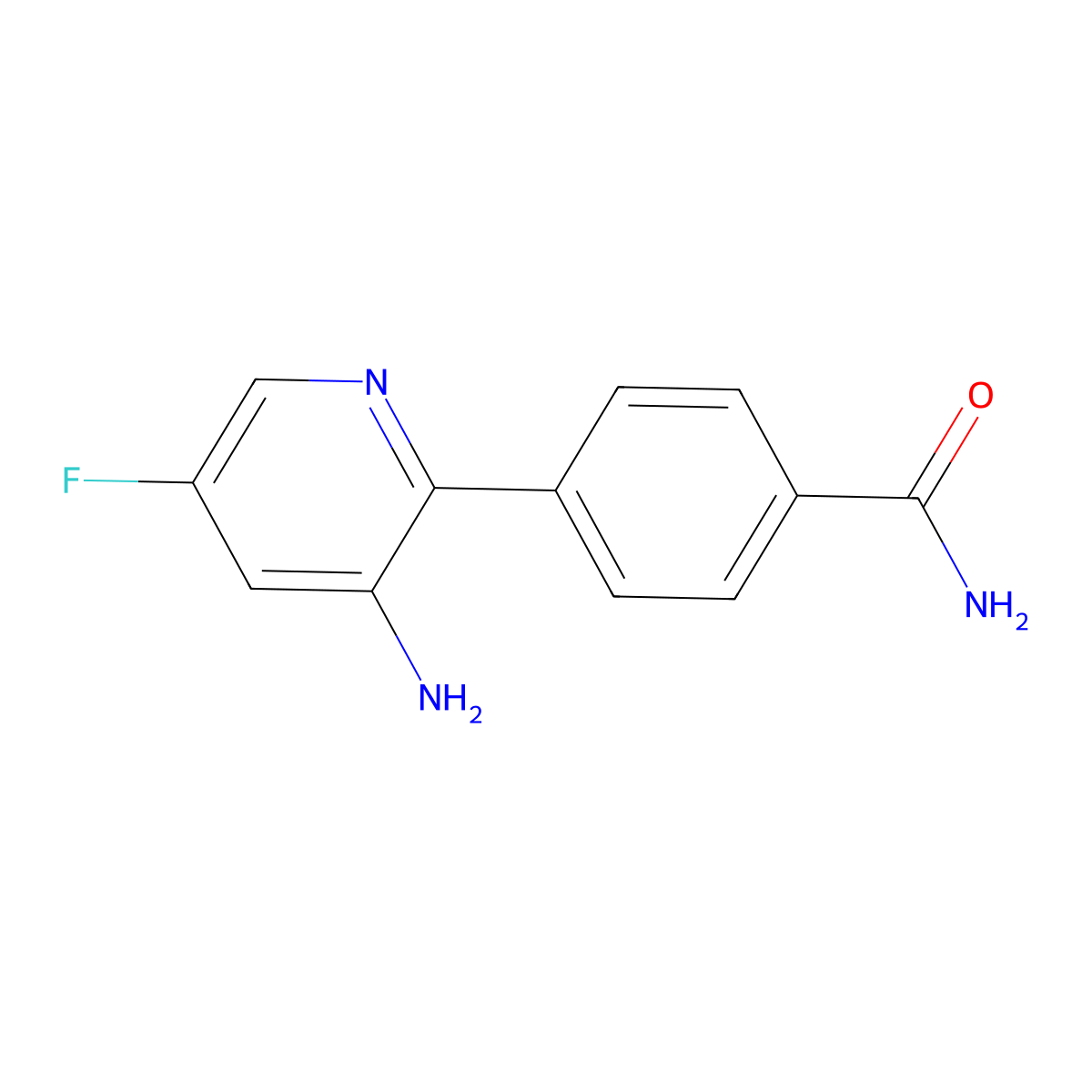 4-(3-Amino-5-fluoropyridin-2-yl)benzamide molecular structure, CAS 2172095-88-2