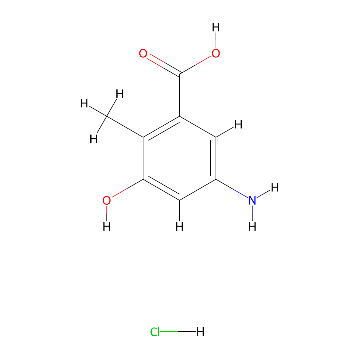 5-Amino-3-hydroxy-2-methylbenzoic acid hydrochloride molecular structure, CAS 2172096-23-8