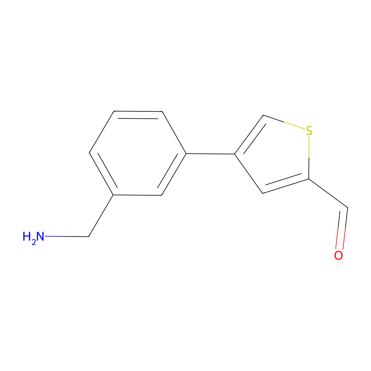 4-[3-(Aminomethyl)phenyl]thiophene-2-carbaldehyde molecular structure, CAS 2172096-94-3