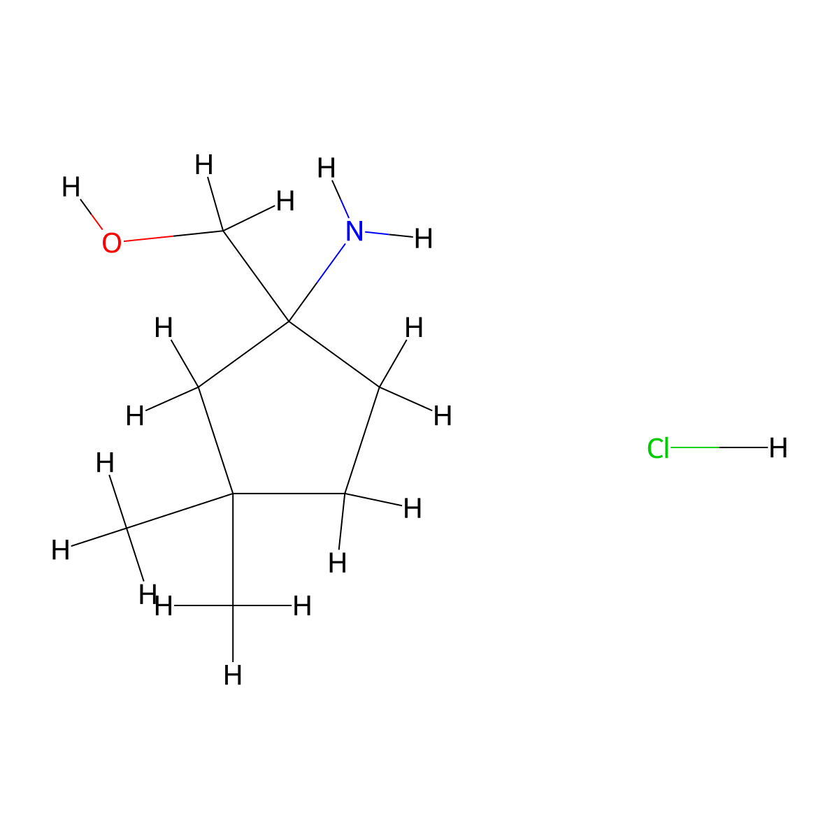 (1-Amino-3,3-dimethylcyclopentyl)methanol hydrochloride molecular structure, CAS 2172097-10-6