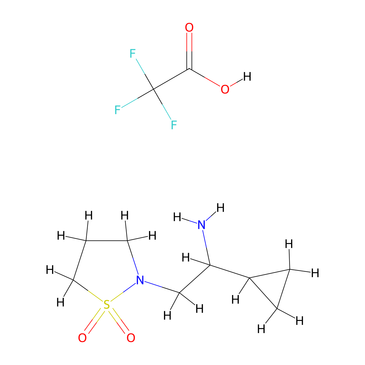 2-(2-Amino-2-cyclopropylethyl)isothiazolidine 1,1-dioxide 2,2,2-trifluoroacetate molecular structure, CAS 2172097-32-2