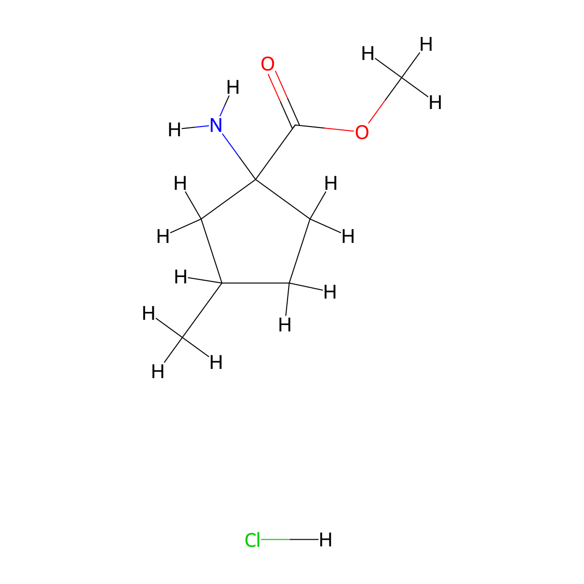 Methyl 1-amino-3-methylcyclopentane-1-carboxylate hydrochloride molecular structure, CAS 2172097-59-3