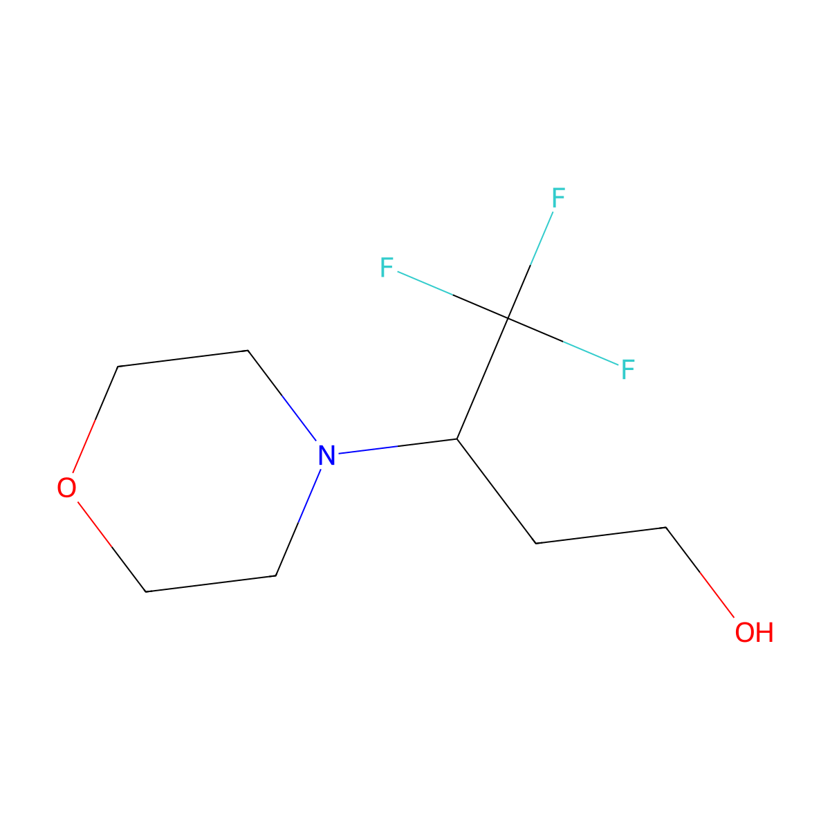 4,4,4-Trifluoro-3-(morpholin-4-yl)butan-1-ol molecular structure, CAS 2172097-76-4