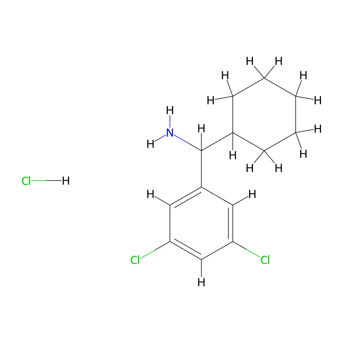 Cyclohexyl(3,5-dichlorophenyl)methanamine hydrochloride molecular structure, CAS 2172098-92-7