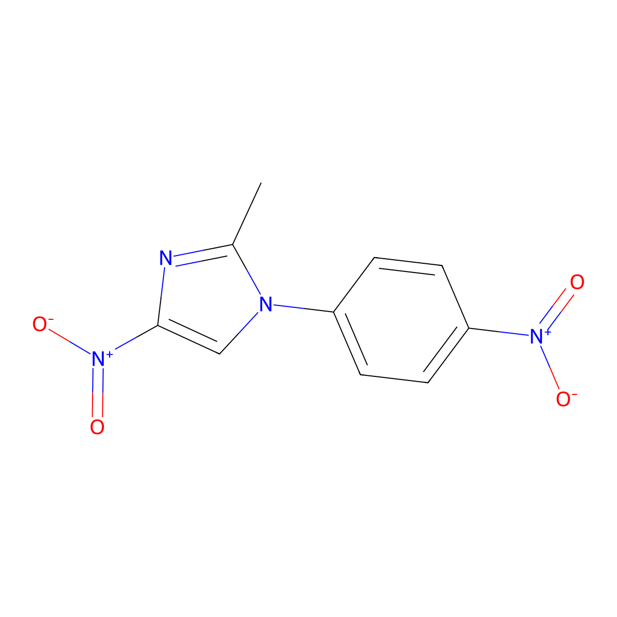 2-Methyl-4-nitro-1-(4-nitrophenyl)-1H-imidazole molecular structure, CAS 21721-92-6