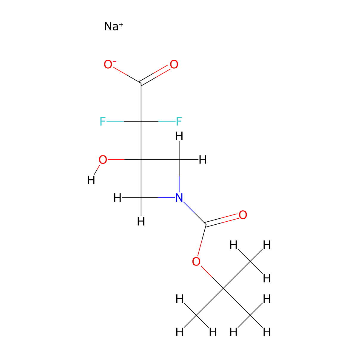 Sodium 2-(1-((tert-butoxy)carbonyl)-3-hydroxyazetidin-3-yl)-2,2-difluoroacetate molecular structure, CAS 2172102-42-8