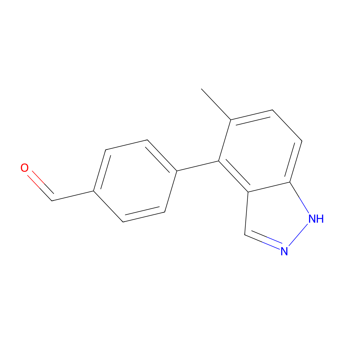 4-(5-methyl-1H-indazol-4-yl)benzaldehyde molecular structure, CAS 2172103-15-8