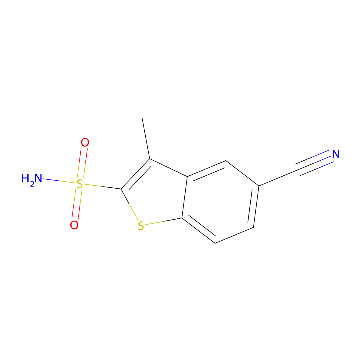 5-Cyano-3-methyl-1-benzothiophene-2-sulfonamide molecular structure, CAS 2172104-42-4