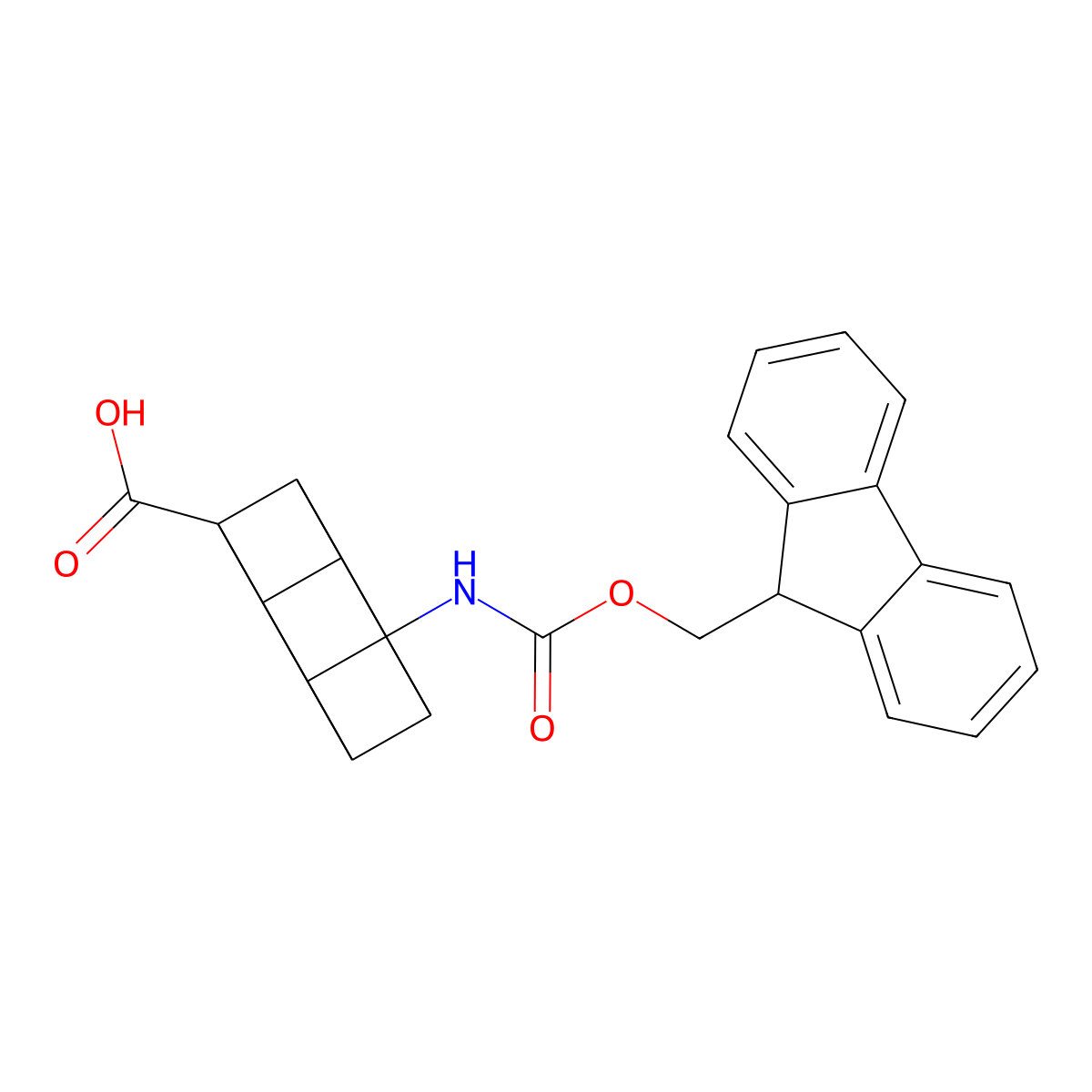4-((((9H-Fluoren-9-yl)methoxy)carbonyl)amino)cubane-1-carboxylic acid molecular structure, CAS 2172112-05-7