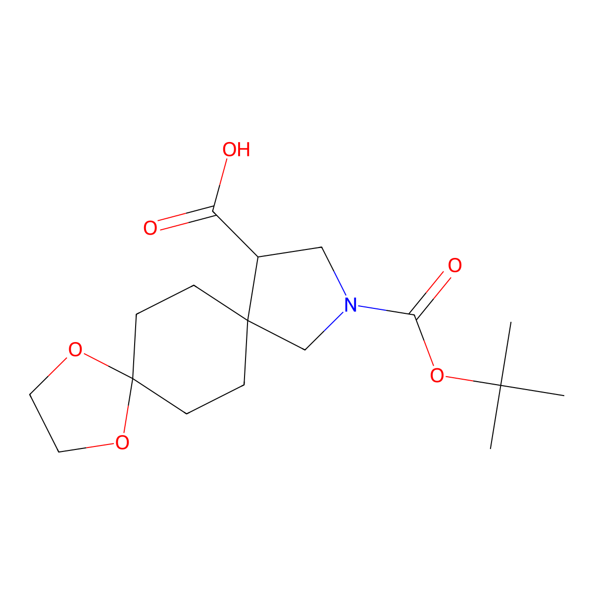 10-[(Tert-butoxy)carbonyl]-1,4-dioxa-10-azadispiro[4.2.4^{8}.2^{5}]tetradecane-12-carboxylicacid molecular structure, CAS 2172112-84-2