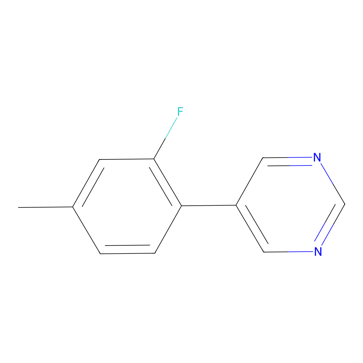 5-(2-Fluoro-4-methylphenyl)pyrimidine molecular structure, CAS 2172113-16-3