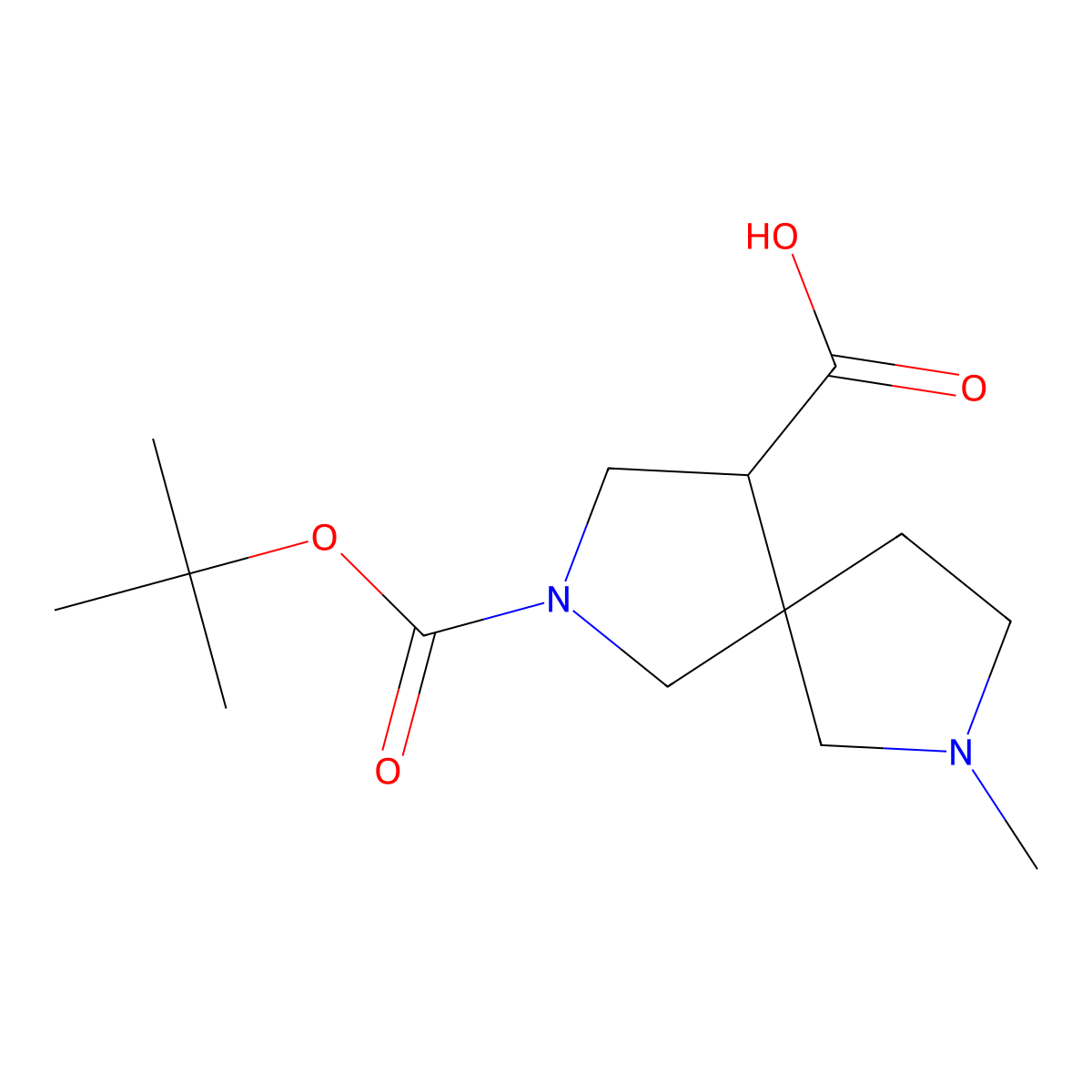 2-((Tert-butoxy)carbonyl)-7-methyl-2,7-diazaspiro(4.4)nonane-4-carboxylic acid molecular structure, CAS 2172113-22-1