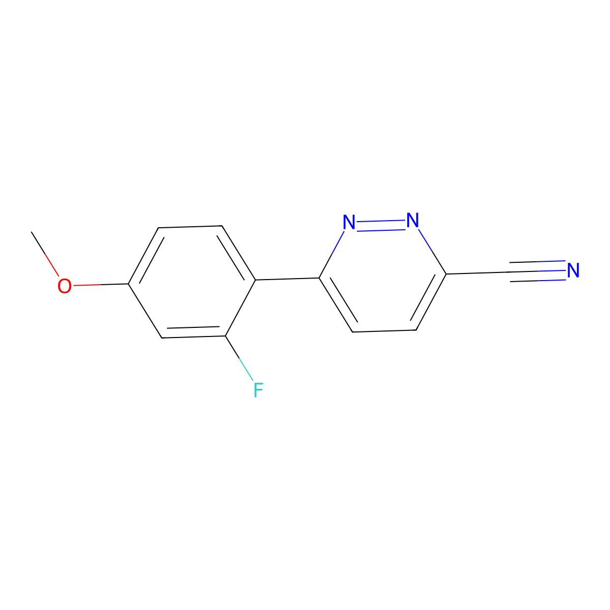 6-(2-Fluoro-4-methoxyphenyl)pyridazine-3-carbonitrile molecular structure, CAS 2172119-45-6
