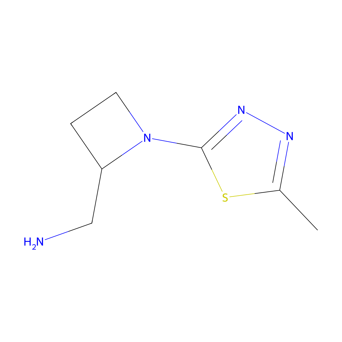 (1-(5-Methyl-1,3,4-thiadiazol-2-YL)azetidin-2-YL)methanamine molecular structure, CAS 2172121-54-7