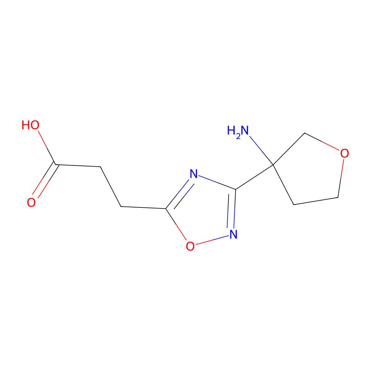 3-[3-(3-Aminooxolan-3-yl)-1,2,4-oxadiazol-5-yl]propanoic acid molecular structure, CAS 2172121-80-9