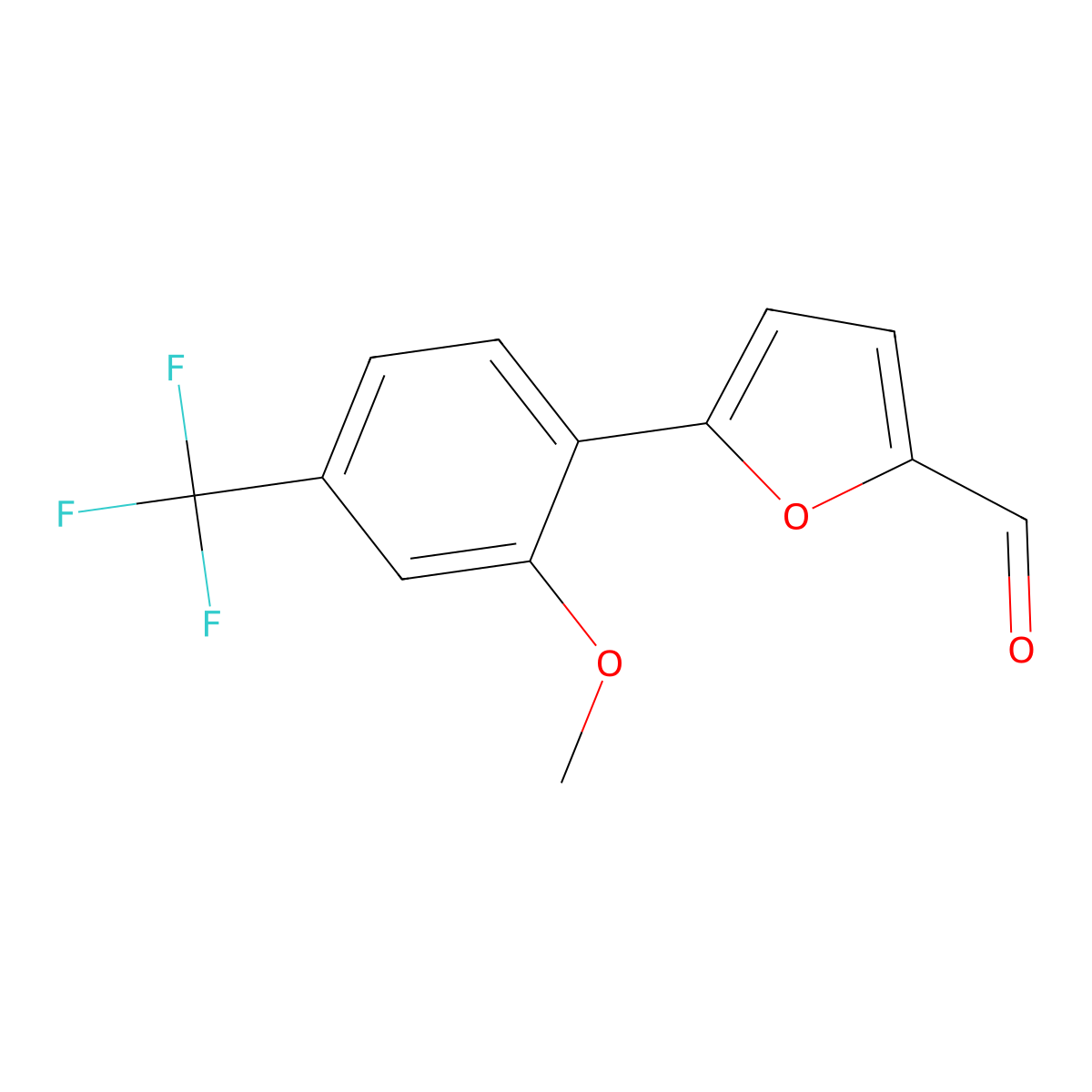 5-[2-Methoxy-4-(trifluoromethyl)phenyl]furan-2-carbaldehyde molecular structure, CAS 2172127-69-2