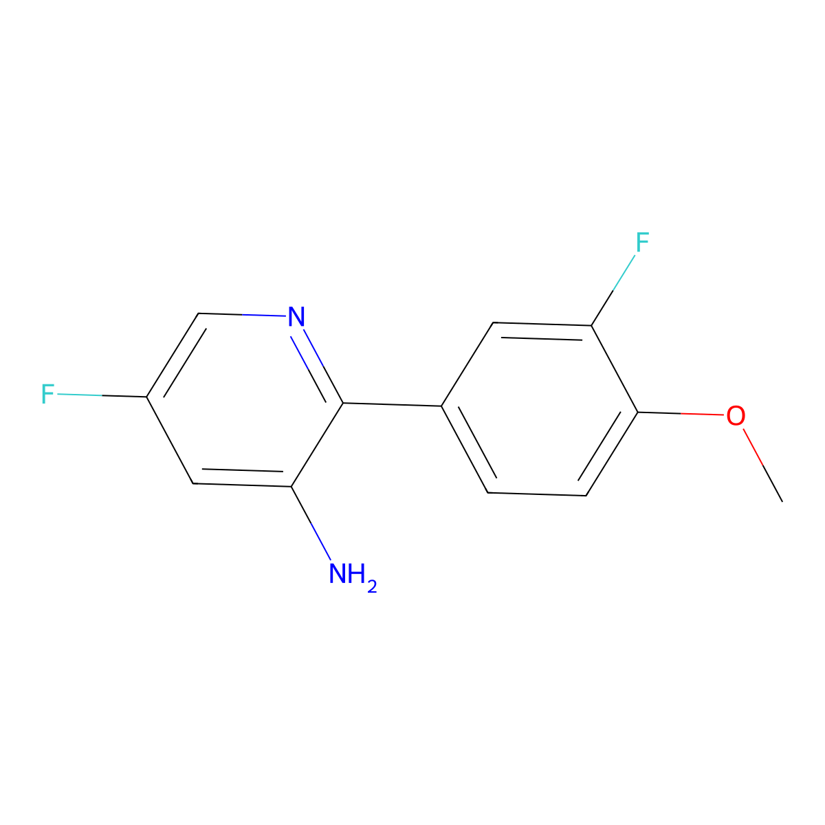 5-Fluoro-2-(3-fluoro-4-methoxyphenyl)pyridin-3-amine molecular structure, CAS 2172128-94-6