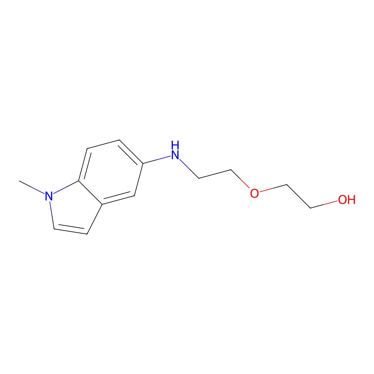 2-{2-[(1-methyl-1H-indol-5-yl)amino]ethoxy}ethan-1-ol molecular structure, CAS 2172129-10-9