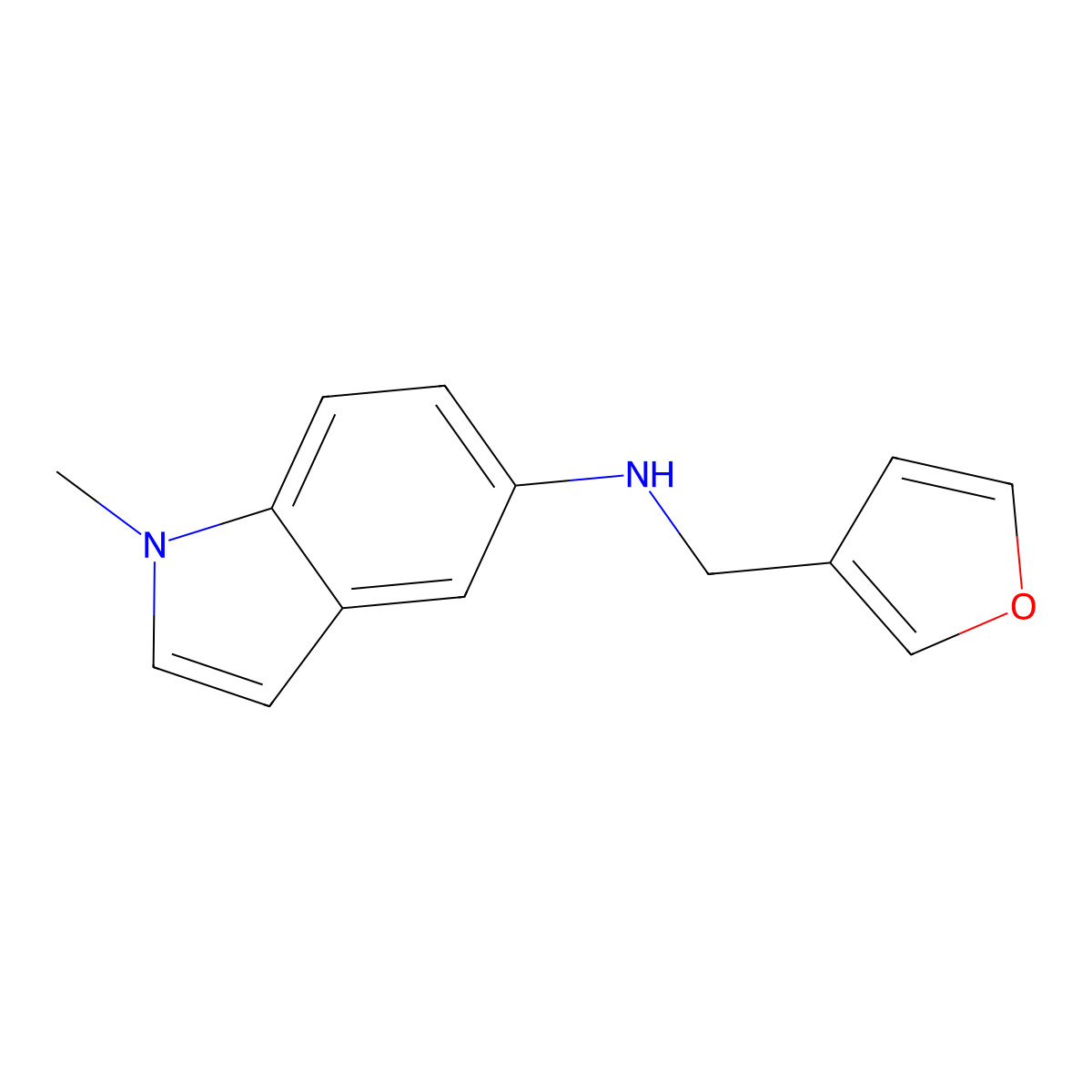 N-[(furan-3-yl)methyl]-1-methyl-1H-indol-5-amine molecular structure, CAS 2172129-21-2